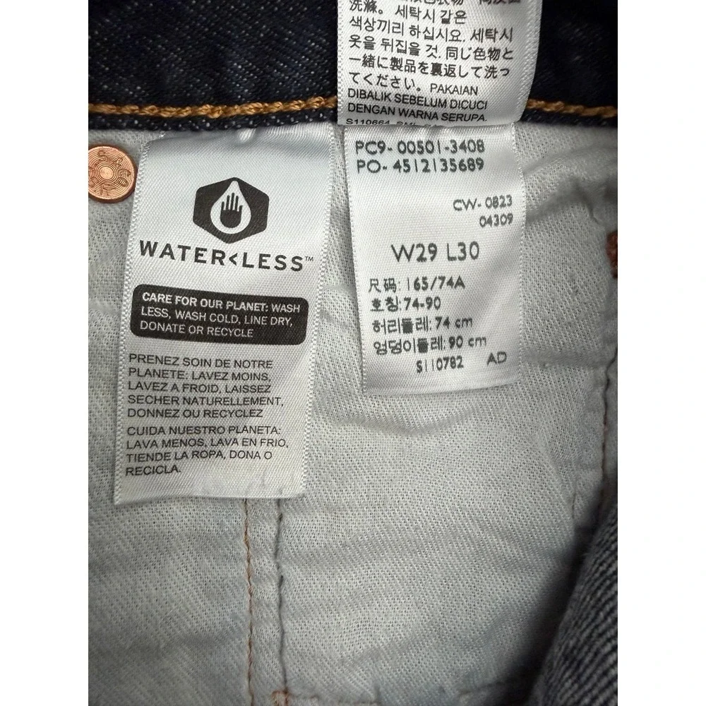 Levi's 501 Original Button Fly Jeans Dark Wash Straight Leg W29 L30 Water Less